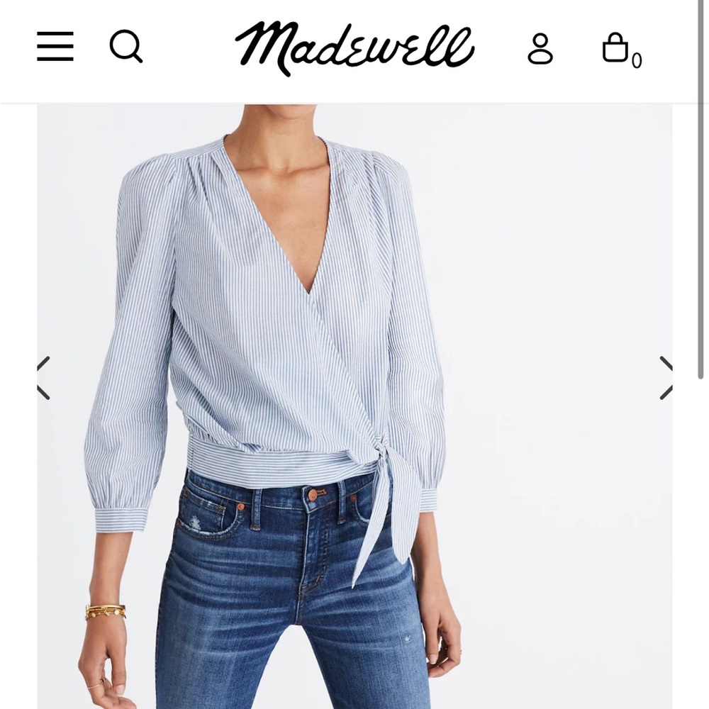 NWOT Madewell Wrap Top Indigo Stripe